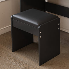 Bellemave® Makeup Vanity Desk Set with LED Lighted Mirror, Power Outlet, 5 Drawers, Hairdryer Rack and Chair for Women Girls Bedroom, Black - Bellemave