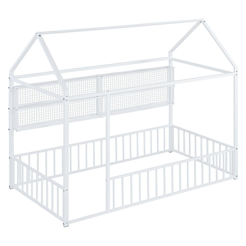 Bellemave® Metal Bed House Bed Frame with Fence and Shelves - Bellemave