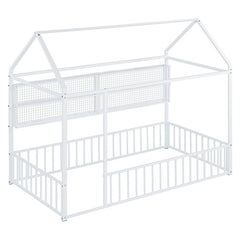 Bellemave® Metal Bed House Bed Frame with Fence and Shelves - Bellemave