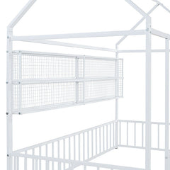 Bellemave® Metal Bed House Bed Frame with Fence and Shelves - Bellemave