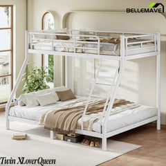 Bellemave® Metal Bunk Bed for Teens and Adults, Space Saving Heavy Duty Steel Frame with Round Tube Design, No Box Spring Needed - Bellemave