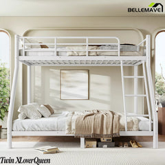 Bellemave® Metal Bunk Bed for Teens and Adults, Space Saving Heavy Duty Steel Frame with Round Tube Design, No Box Spring Needed - Bellemave