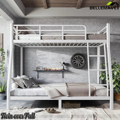 Bellemave® Metal Bunk Bed for Teens and Adults, Space Saving Heavy Duty Steel Frame with Round Tube Design, No Box Spring Needed - Bellemave
