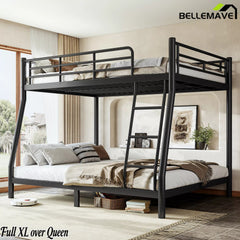 Bellemave® Metal Bunk Bed for Teens and Adults, Space Saving Heavy Duty Steel Frame with Round Tube Design, No Box Spring Needed - Bellemave