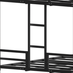 Bellemave® Metal Bunk Bed Queen Over Queen, Heavy Duty Bunk Beds with Ladders and Full - Length Guardrail, No Box Spring Needed, Easy Assemble, Black - Bellemave