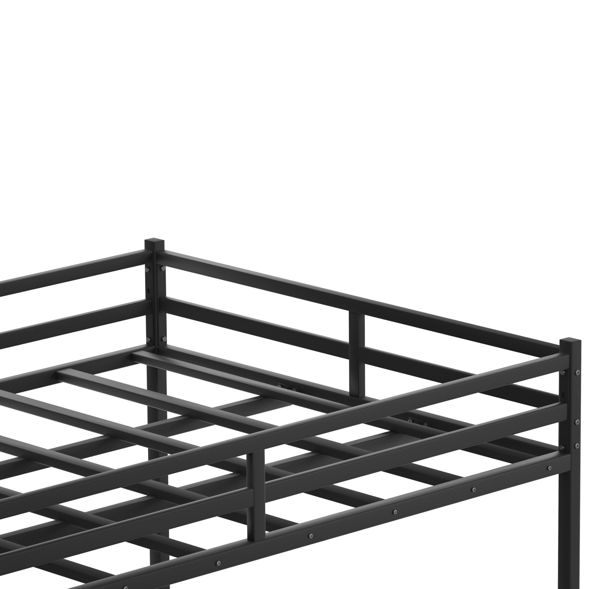 Bellemave® Metal Bunk Bed Queen Over Queen, Heavy Duty Bunk Beds with Ladders and Full - Length Guardrail, No Box Spring Needed, Easy Assemble, Black - Bellemave