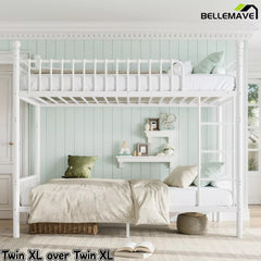 Bellemave® Metal Bunk Bed with Curved Guardrails, Space-Saving Bunk Bed Frame for Kids & Teens - Bellemave
