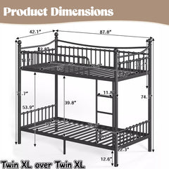 Bellemave® Metal Bunk Bed with Curved Guardrails, Space-Saving Bunk Bed Frame for Kids & Teens - Bellemave