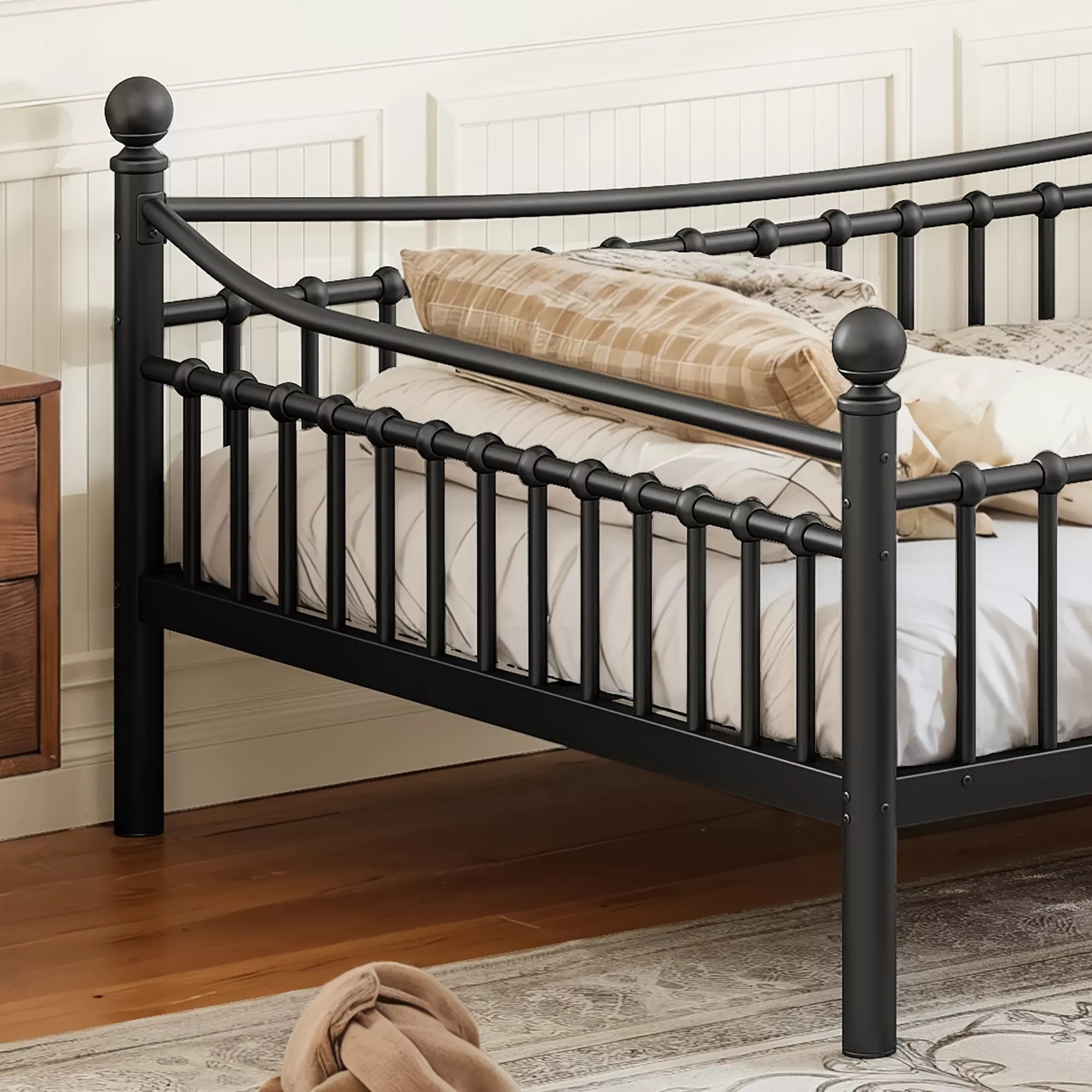 Bellemave® Metal Bunk Bed with Curved Guardrails, Space-Saving Bunk Bed Frame for Kids & Teens - Bellemave