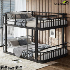 Bellemave® Metal Bunk Bed with Guardrails and Ladder, Space-Saving Bed Frame - Bellemave
