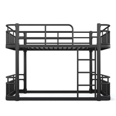 Bellemave® Metal Bunk Bed with Guardrails and Ladder, Space-Saving Bed Frame - Bellemave
