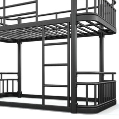 Bellemave® Metal Bunk Bed with Guardrails and Ladder, Space-Saving Bed Frame - Bellemave