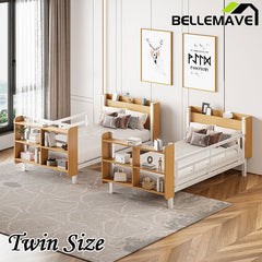 Bellemave® Metal Bunk Bed with Ladder and Full - Length Guardrail, Storage Space(Convertible) - Bellemave