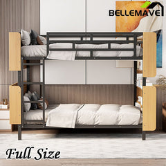 Bellemave® Metal Bunk Bed with Ladder and Full - Length Guardrail, Storage Space(Convertible) - Bellemave