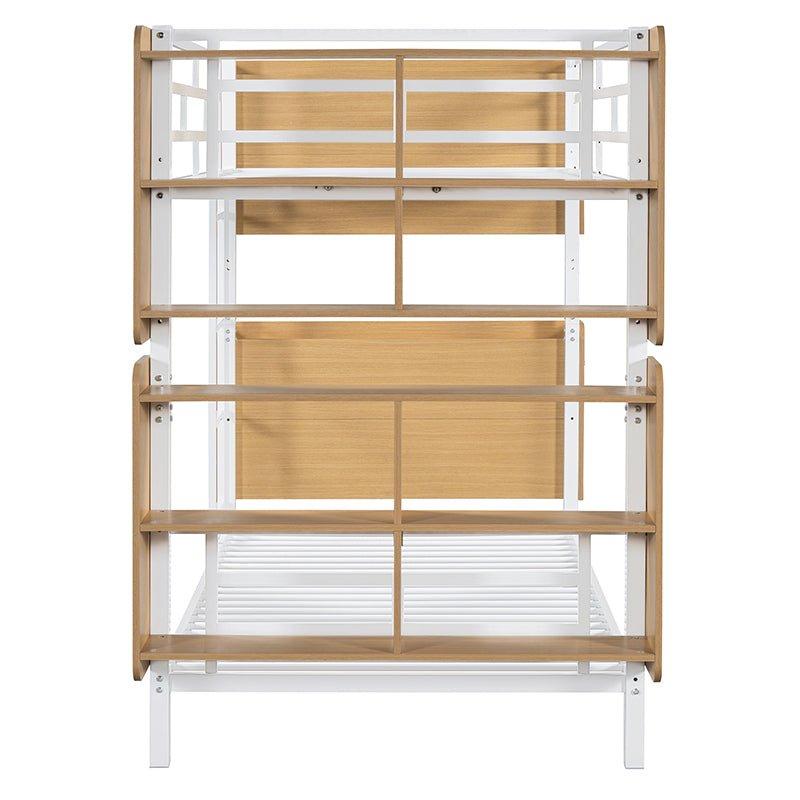 Bellemave® Metal Bunk Bed with Ladder and Full - Length Guardrail, Storage Space(Convertible) - Bellemave