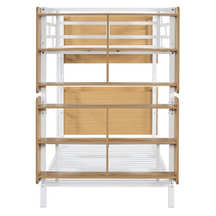 Bellemave® Metal Bunk Bed with Ladder and Full - Length Guardrail, Storage Space(Convertible) - Bellemave
