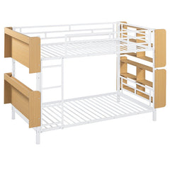 Bellemave® Metal Bunk Bed with Ladder and Full - Length Guardrail, Storage Space(Convertible) - Bellemave