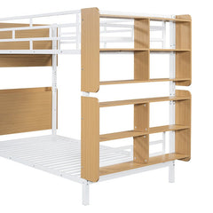 Bellemave® Metal Bunk Bed with Ladder and Full - Length Guardrail, Storage Space(Convertible) - Bellemave