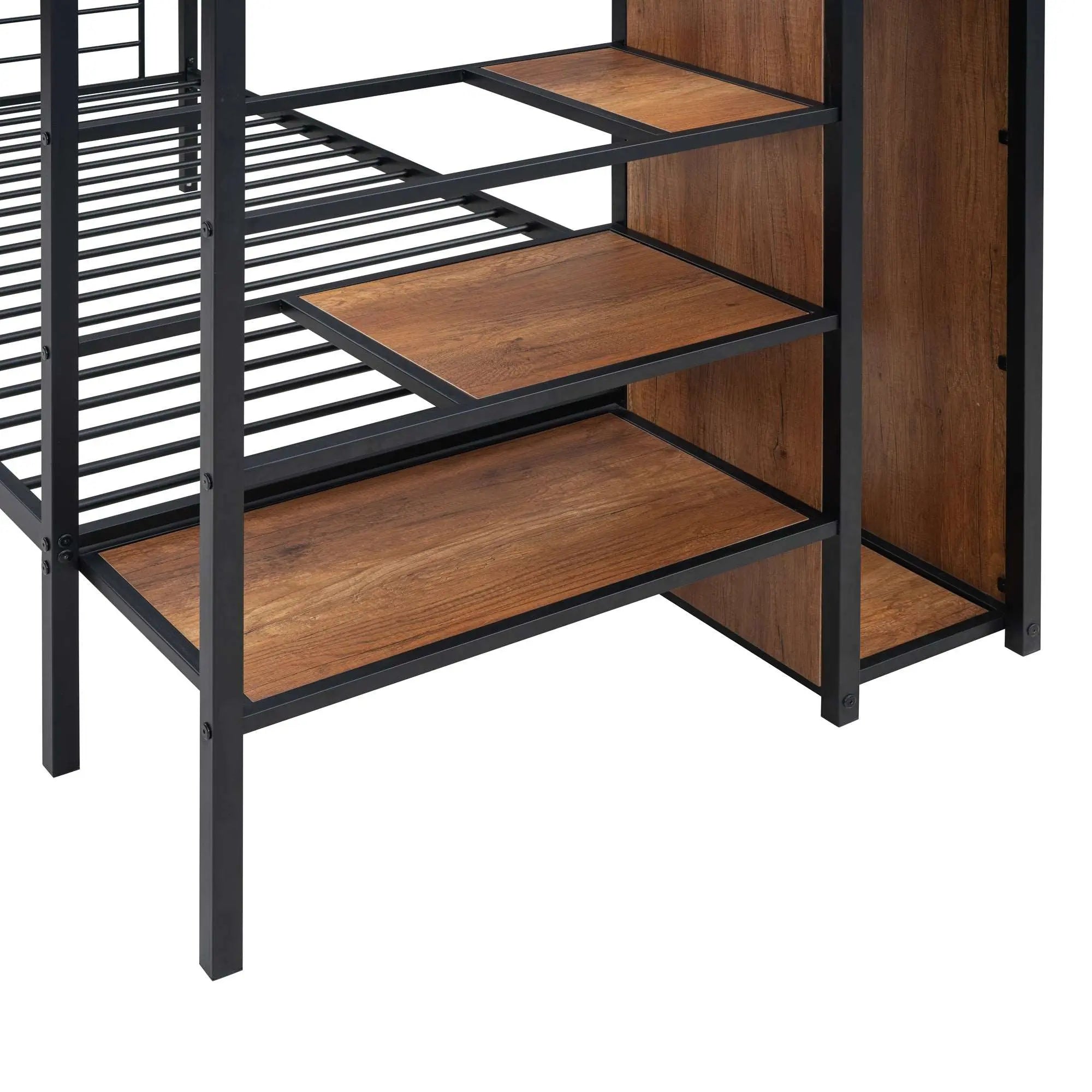 Bellemave® Metal Bunk Bed with Lateral Storage Ladder and Wardrobe - Bellemave