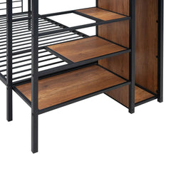 Bellemave® Metal Bunk Bed with Lateral Storage Ladder and Wardrobe - Bellemave