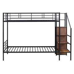 Bellemave® Metal Bunk Bed with Lateral Storage Ladder and Wardrobe - Bellemave