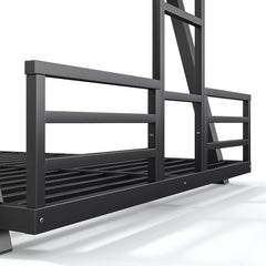 Bellemave® Metal Bunk Bed with LED Light, Dual Side Ladders, Low Profile Bunk Bed Frame - Bellemave