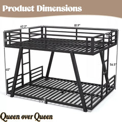 Bellemave® Metal Bunk Bed with LED Light, Dual Side Ladders, Low Profile Bunk Bed Frame - Bellemave
