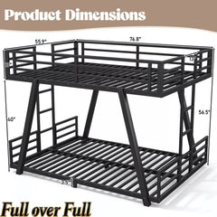 Bellemave® Metal Bunk Bed with LED Light, Dual Side Ladders, Low Profile Bunk Bed Frame - Bellemave