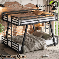 Bellemave® Metal Bunk Bed with LED Light, Dual Side Ladders, Low Profile Bunk Bed Frame - Bellemave