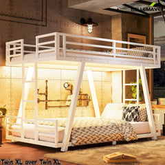 Bellemave® Metal Bunk Bed with LED Light, Dual Side Ladders, Low Profile Bunk Bed Frame - Bellemave