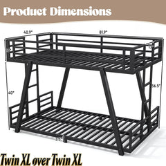 Bellemave® Metal Bunk Bed with LED Light, Dual Side Ladders, Low Profile Bunk Bed Frame - Bellemave