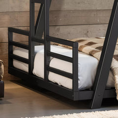 Bellemave® Metal Bunk Bed with LED Light, Dual Side Ladders, Low Profile Bunk Bed Frame - Bellemave