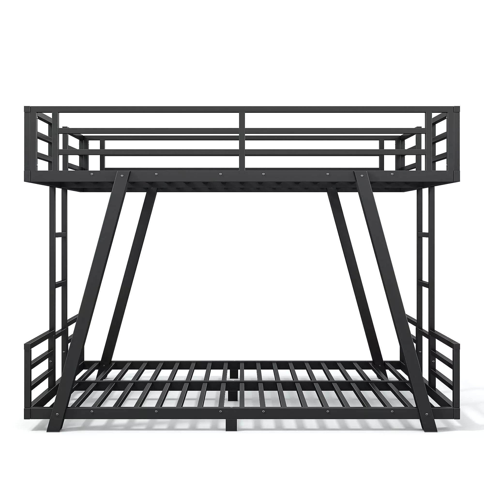 Bellemave® Metal Bunk Bed with LED Light, Dual Side Ladders, Low Profile Bunk Bed Frame - Bellemave
