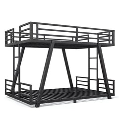 Bellemave® Metal Bunk Bed with LED Light, Dual Side Ladders, Low Profile Bunk Bed Frame - Bellemave