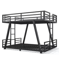 Bellemave® Metal Bunk Bed with LED Light, Dual Side Ladders, Low Profile Bunk Bed Frame - Bellemave
