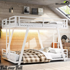 Bellemave® Metal Bunk Bed with LED Light, Dual Side Ladders, Low Profile Bunk Bed Frame - Bellemave