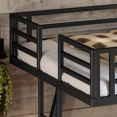 Bellemave® Metal Bunk Bed with LED Light, Dual Side Ladders, Low Profile Bunk Bed Frame - Bellemave