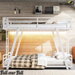 Bellemave® Metal Bunk Bed with LED Light, Dual Side Ladders, Low Profile Bunk Bed Frame - Bellemave