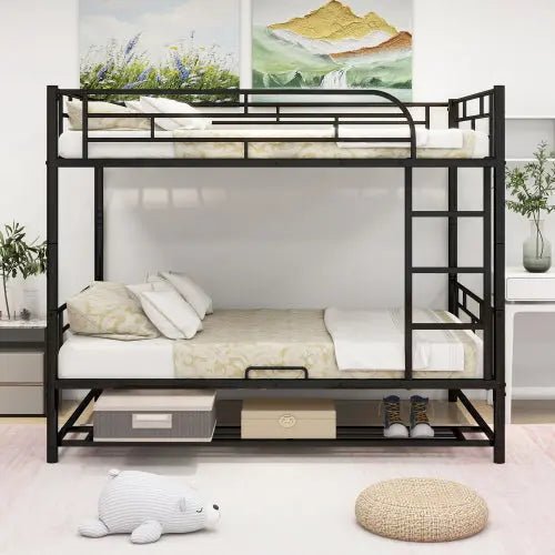 Bellemave® Metal Bunk Bed with Shelf and Guardrails - Bellemave