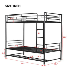 Bellemave® Metal Bunk Bed with Shelf and Guardrails - Bellemave