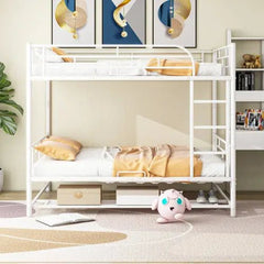 Bellemave® Metal Bunk Bed with Shelf and Guardrails - Bellemave