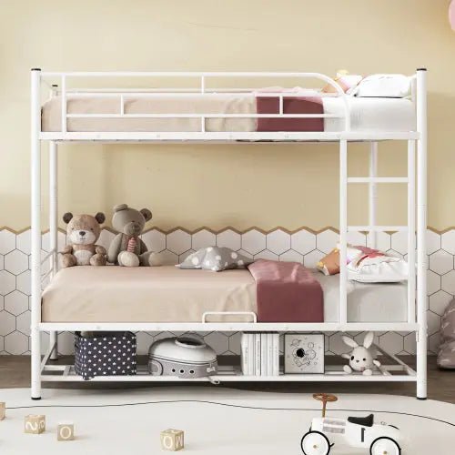 Bellemave® Metal Bunk Bed with Shelf and Guardrails - Bellemave