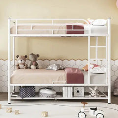 Bellemave® Metal Bunk Bed with Shelf and Guardrails - Bellemave