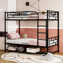 Bellemave® Metal Bunk Bed with Shelf and Guardrails - Bellemave