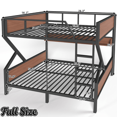 Bellemave® Metal Bunk Bed with Storage Shelves, Ladders & LED Lights, Heavy - duty Bunk bed for Bedrooms, Guest Rooms & Dorms, No Box Spring Needed & Noise - free Design, Black - Bellemave