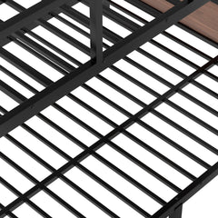 Bellemave® Metal Bunk Bed with Storage Shelves, Ladders & LED Lights, Heavy - duty Bunk bed for Bedrooms, Guest Rooms & Dorms, No Box Spring Needed & Noise - free Design, Black - Bellemave