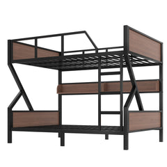 Bellemave® Metal Bunk Bed with Storage Shelves, Ladders & LED Lights, Heavy - duty Bunk bed for Bedrooms, Guest Rooms & Dorms, No Box Spring Needed & Noise - free Design, Black - Bellemave