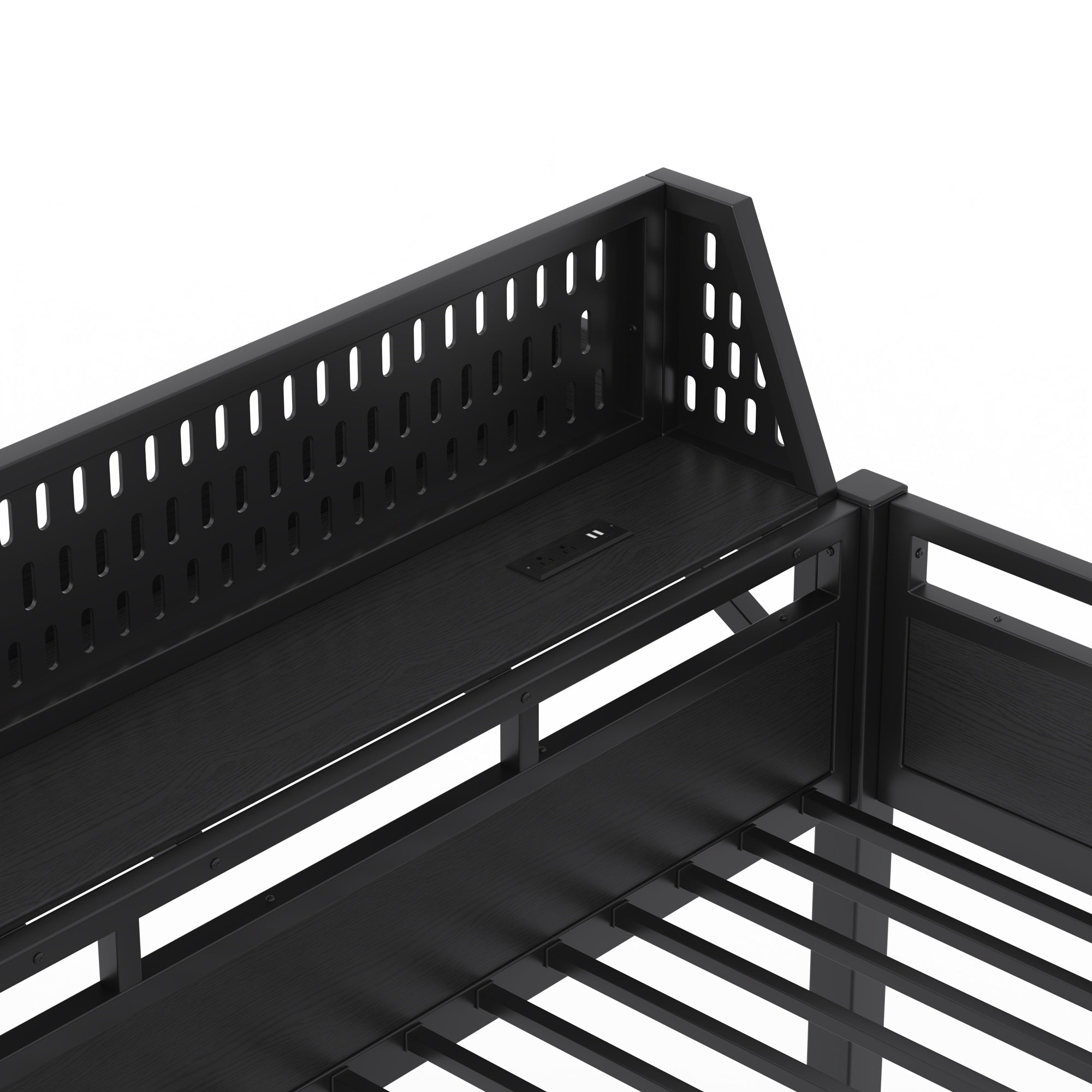 Bellemave® Metal Bunk Bed with Storage Shelves & Pegboard, Bunk Bed Frame with USB Ports & LED Lights for Teens and Adults - Bellemave