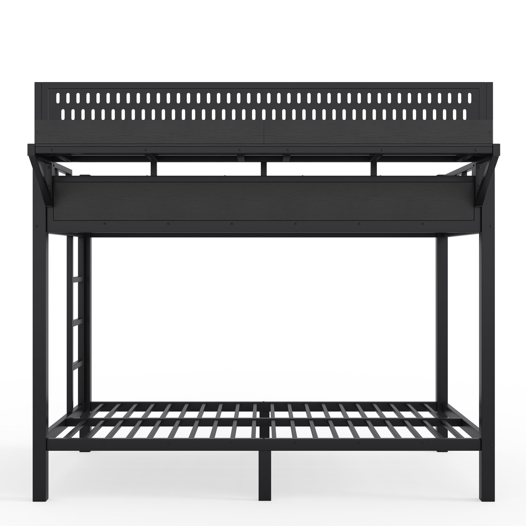 Bellemave® Metal Bunk Bed with Storage Shelves & Pegboard, Bunk Bed Frame with USB Ports & LED Lights for Teens and Adults - Bellemave