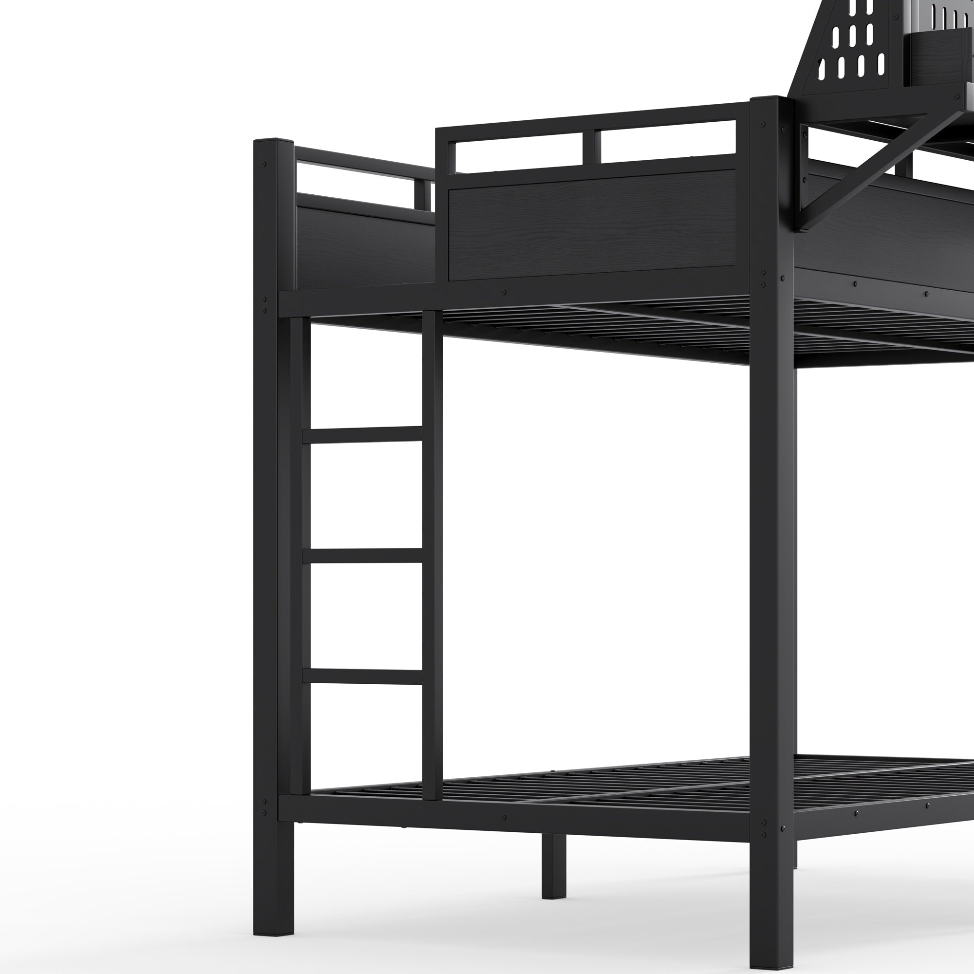 Bellemave® Metal Bunk Bed with Storage Shelves & Pegboard, Bunk Bed Frame with USB Ports & LED Lights for Teens and Adults - Bellemave